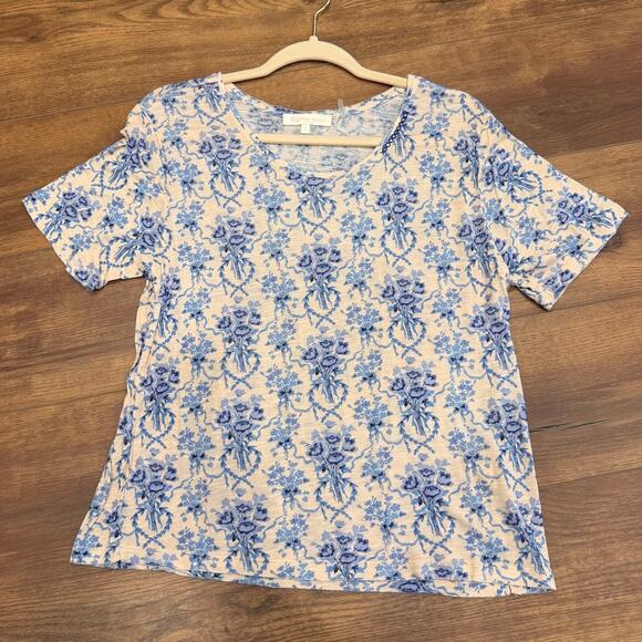 LoveShackFancy Calix Tee in Blue Frosted Shores Floral Print size Small - Picture 2 of 10